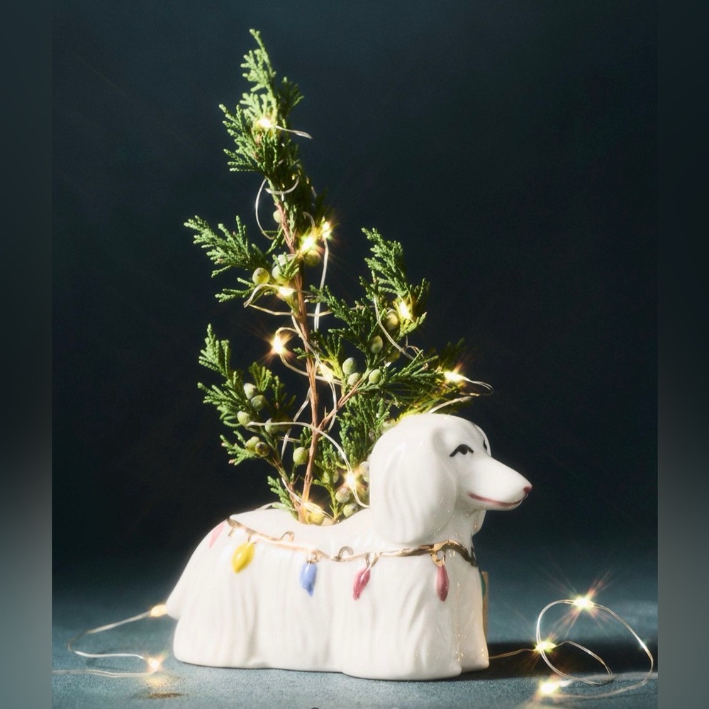Anthropologie festive vintage inspired animal stoneware vase, NEW!